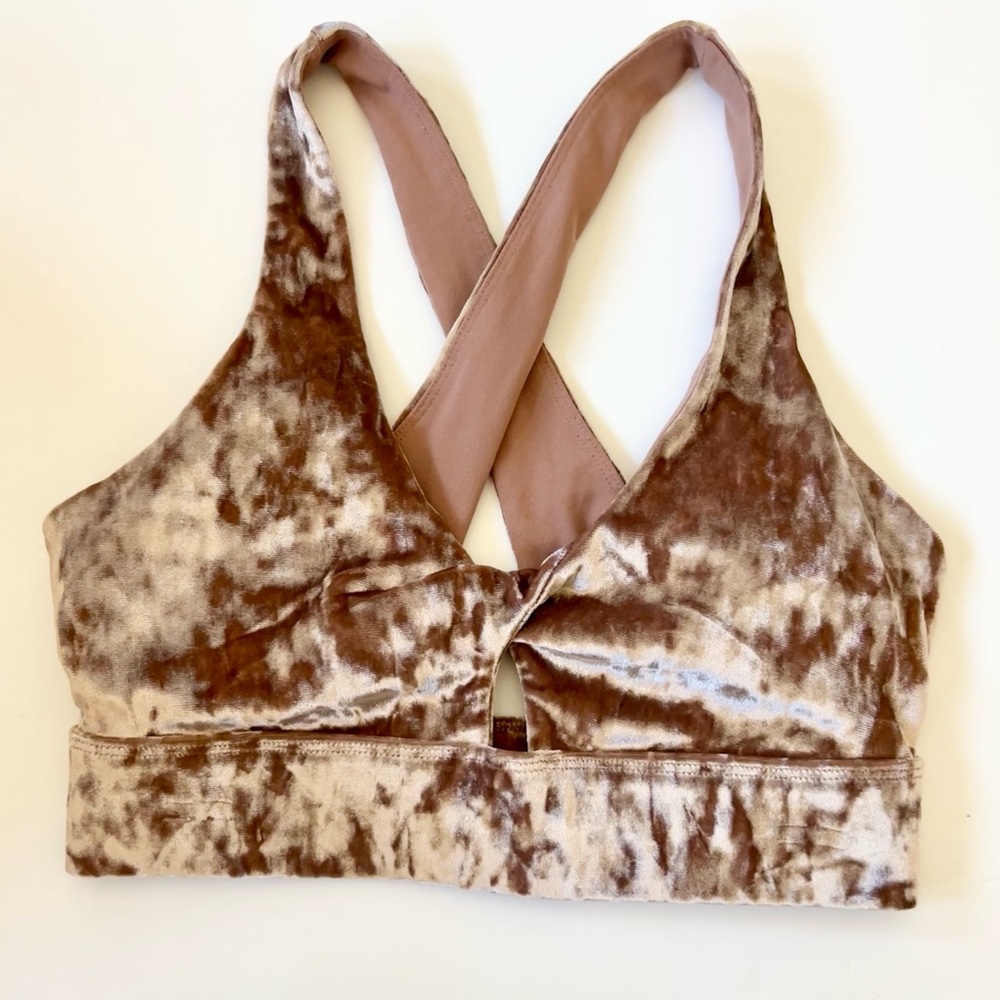 Fabletics Bronze Brown Oasis Twist Velour Sports Bra Size XS